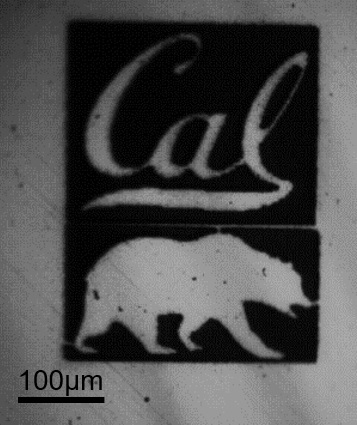 Laser cut Cal Bear logo in 100um